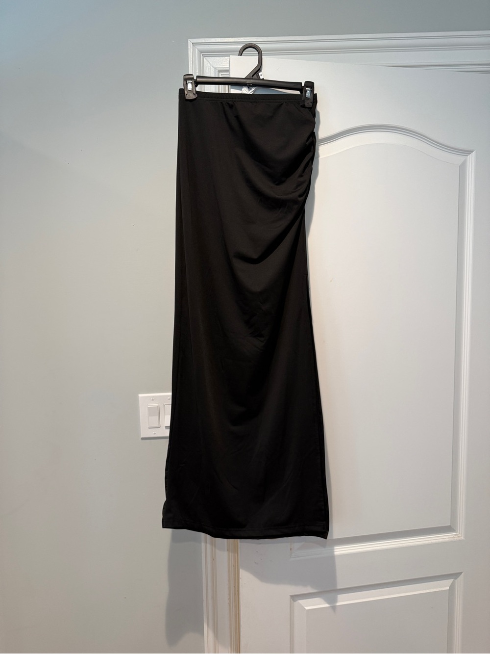Tall Ruched Split Thigh Party Women Black Skirt